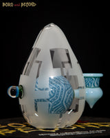 10 - Two Tone Blue Sandblasted Crop Circle Egg