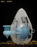 10 - Two Tone Blue Sandblasted Crop Circle Egg