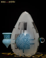 10 - Two Tone Blue Sandblasted Crop Circle Egg
