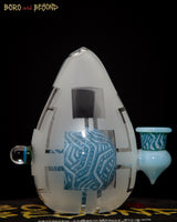 10 - Two Tone Blue Sandblasted Crop Circle Egg