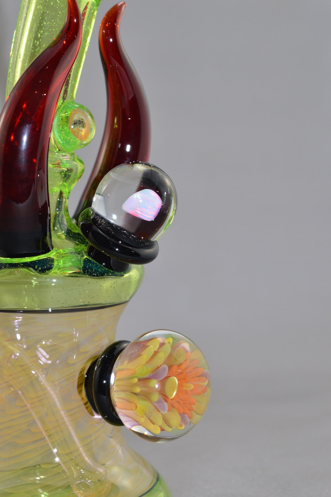 Bright Green Mini Tube with Red Horns