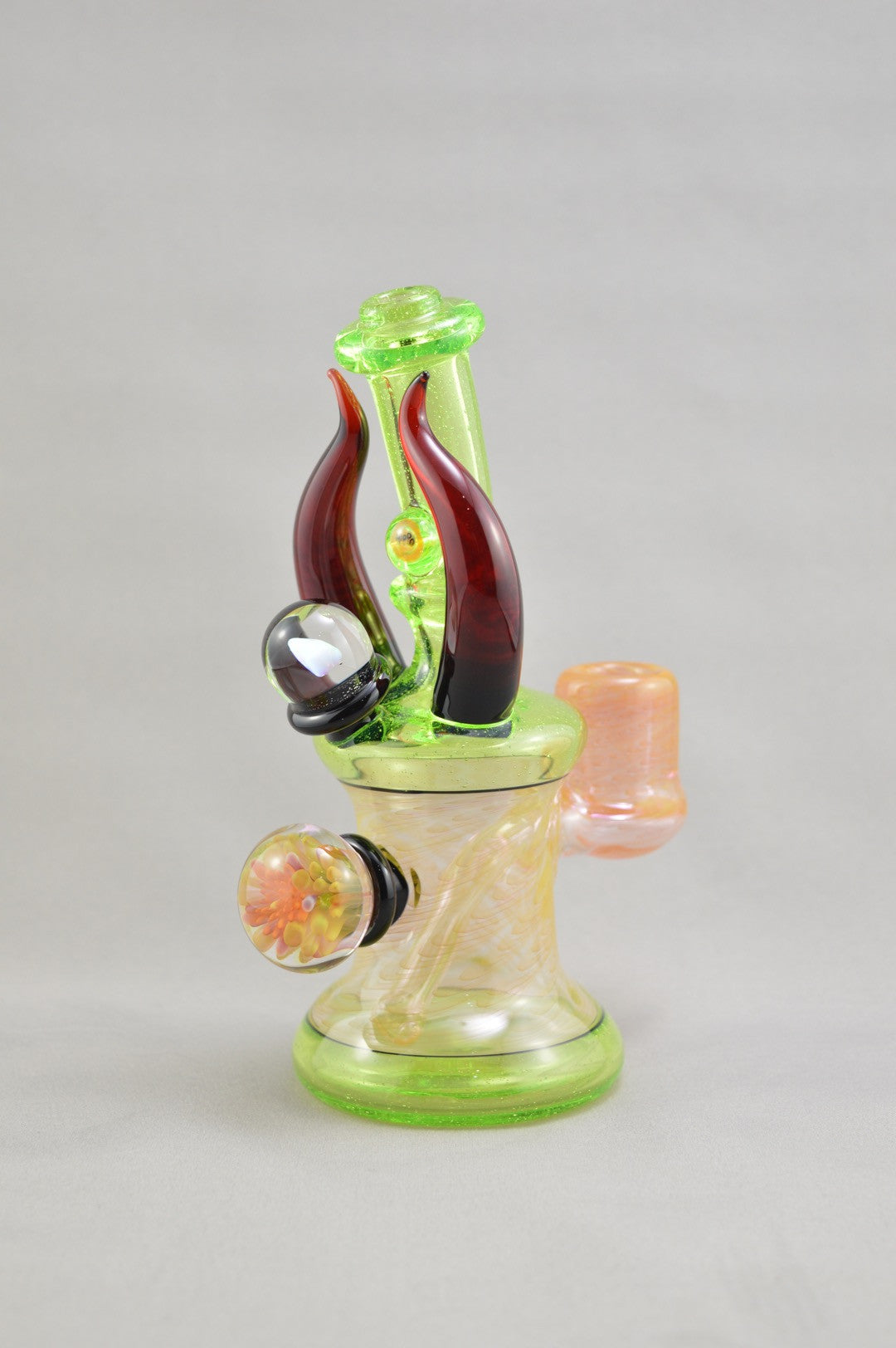Bright Green Mini Tube with Red Horns