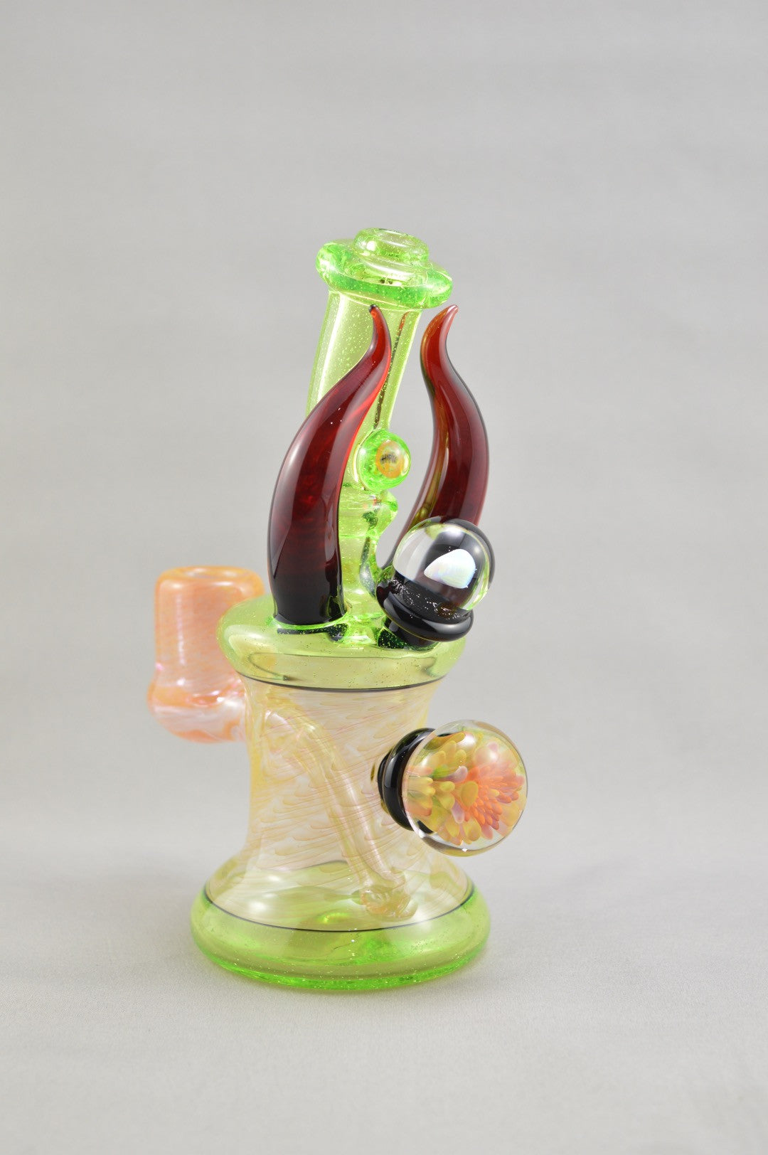 Bright Green Mini Tube with Red Horns