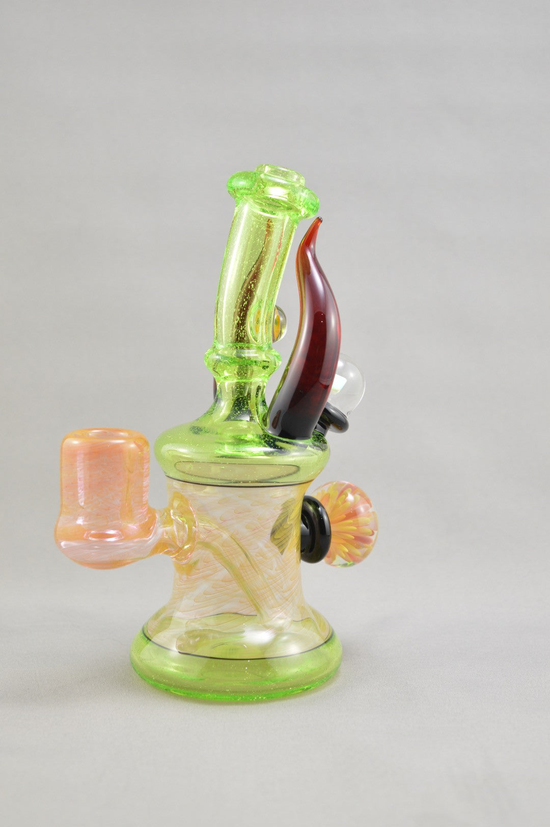 Bright Green Mini Tube with Red Horns
