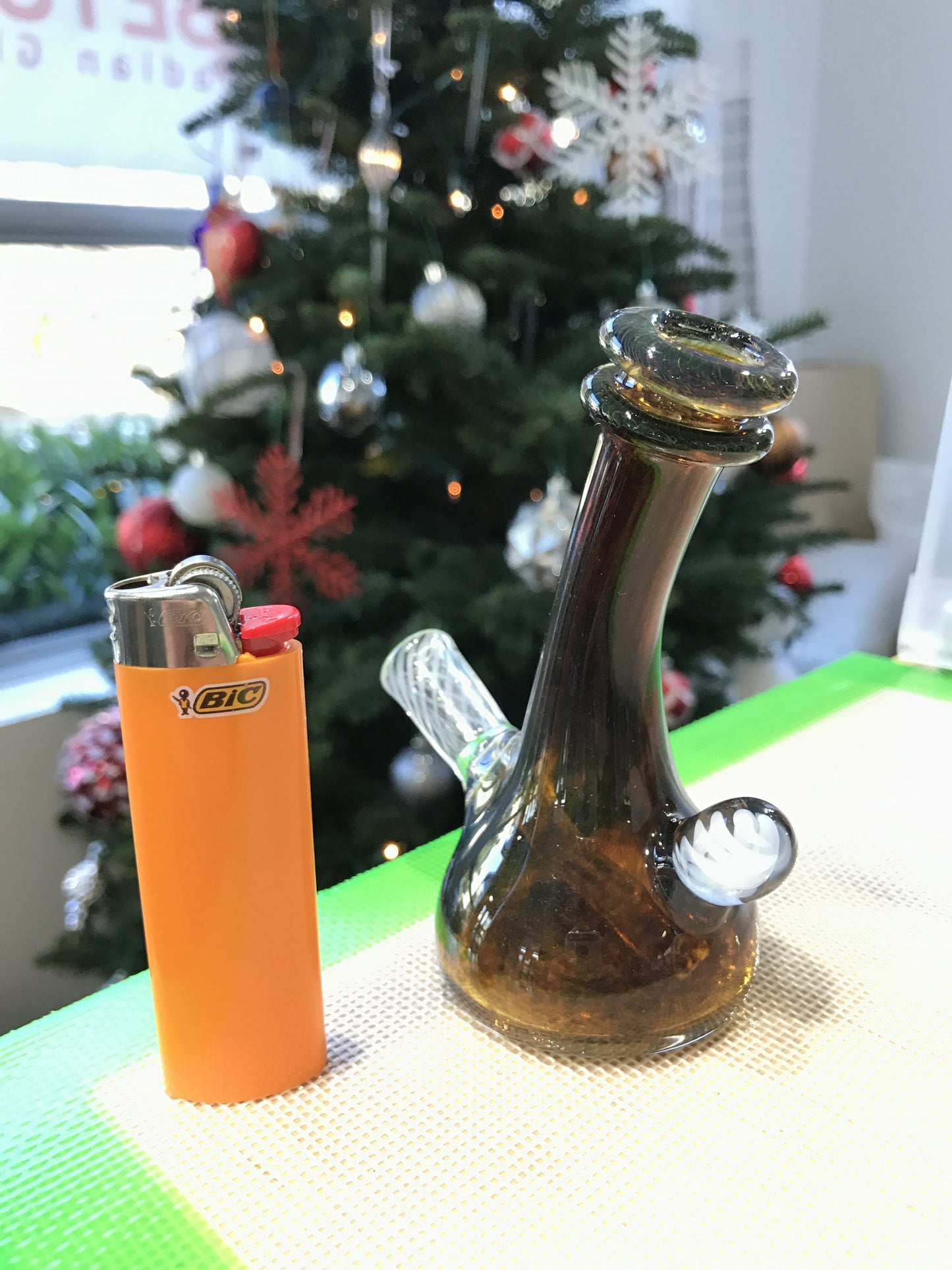 Amber Colour Fire Bottle with White Linework