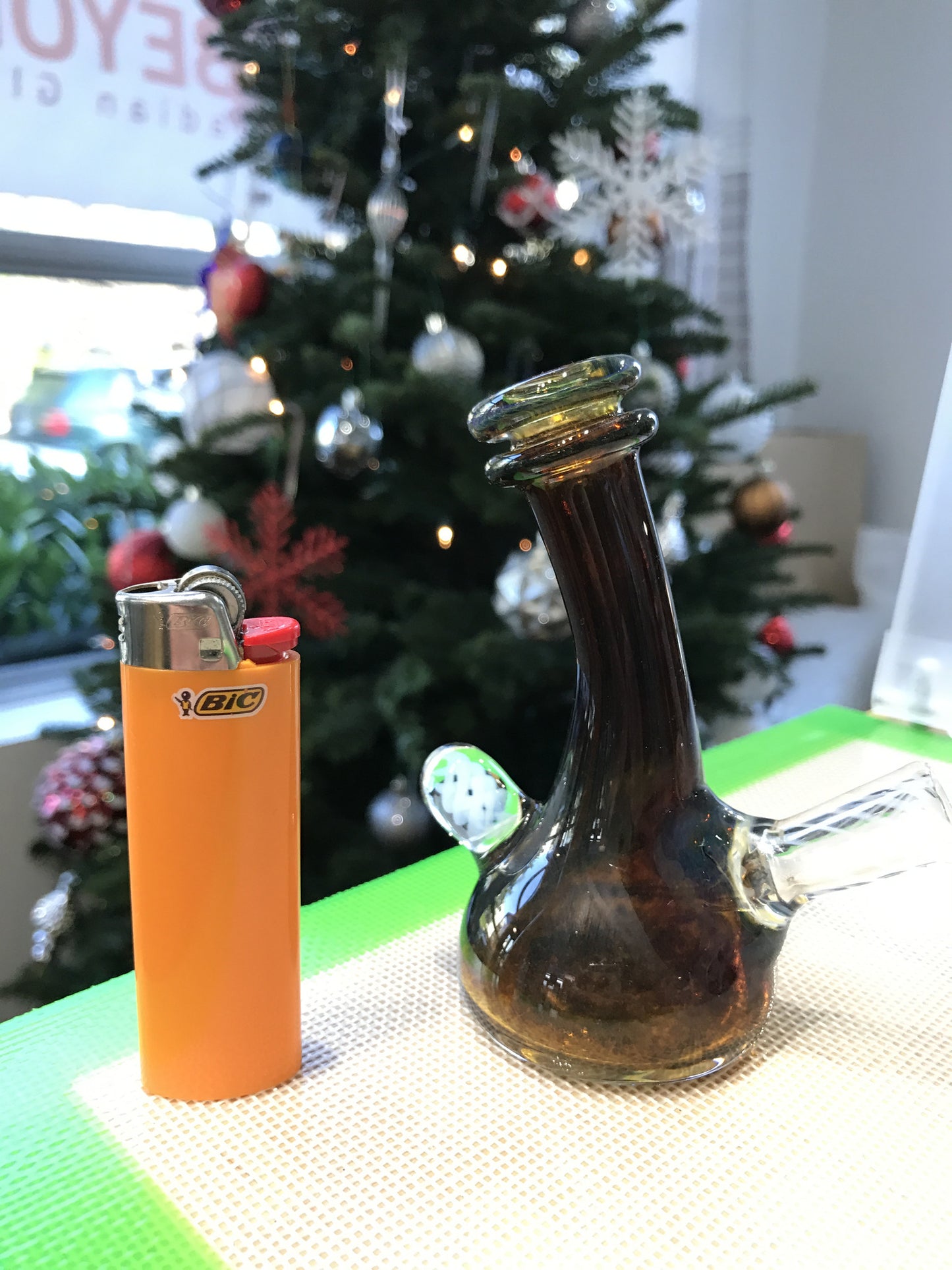 Amber Colour Fire Bottle with White Linework