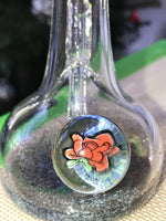 Blue Frit Fire Bottle with Rose Millie