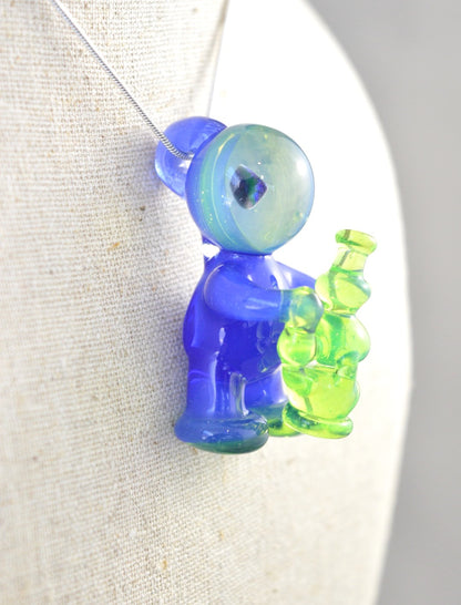 Blue and Green Glasstronaut Pendant