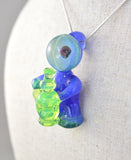 Blue and Green Glasstronaut Pendant