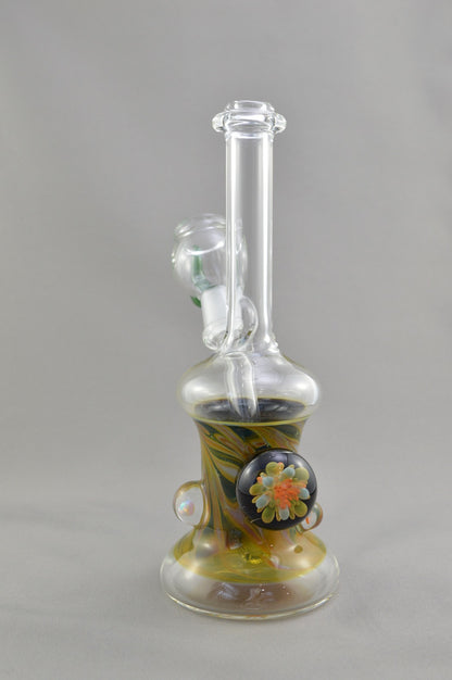 Yellow and Green Raked Clear Neck Mini Tube
